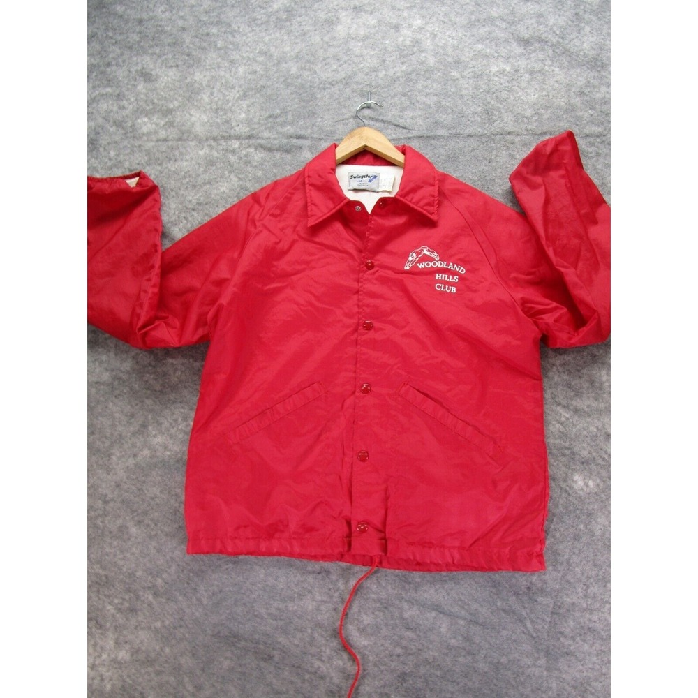 Vintage Swingster Jacket Adult Medium Made USA Red Woodland Hills Club VTG